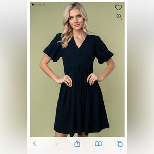 White Birch Black Puff Sleeve Mini Dress